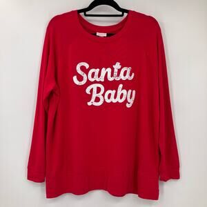 Isabel Maternity Target Red White Santa Baby Christmas Holiday Sweatshirt Top